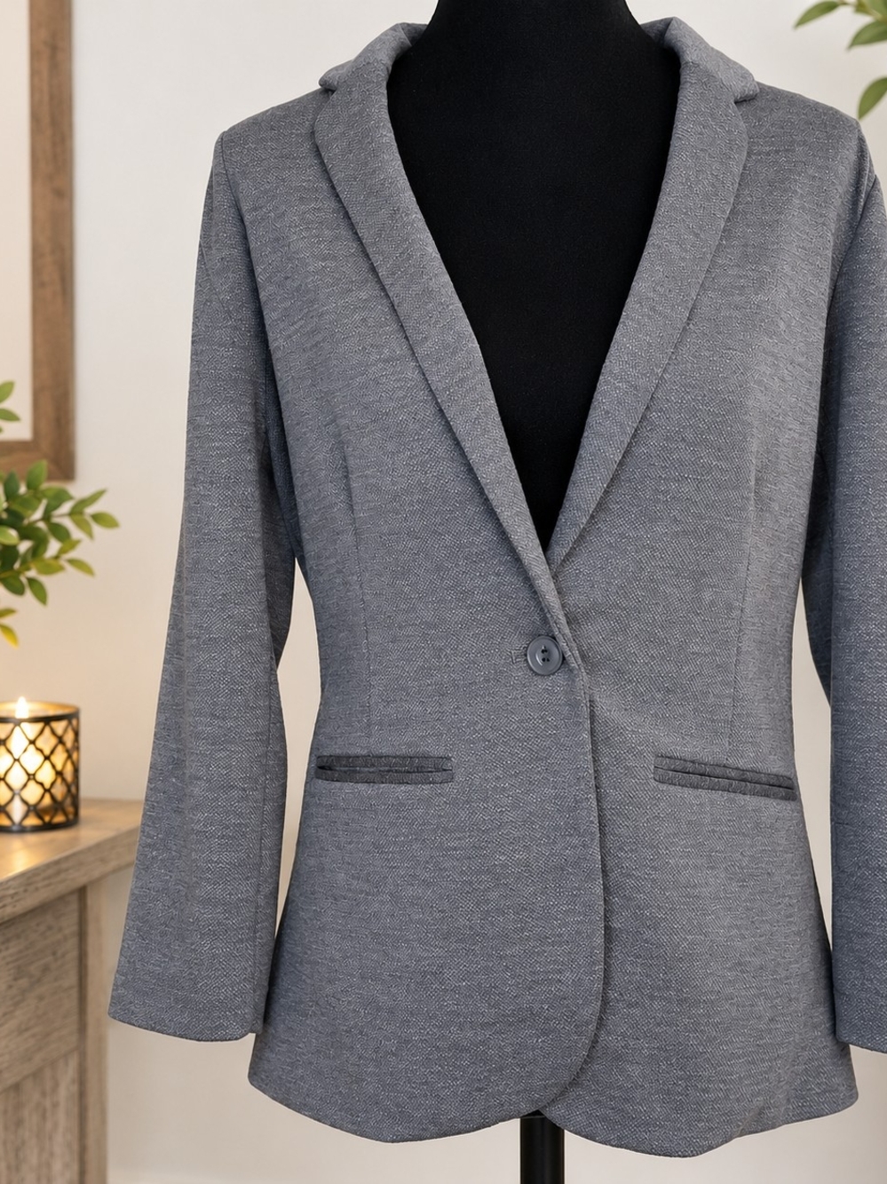 LC Lauren Conrad Heather Gray Single-Button Blazer